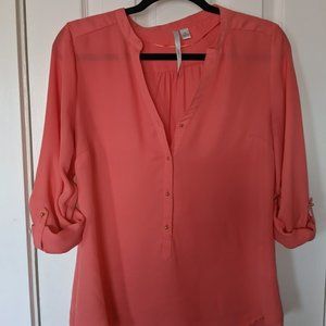 LC Lauren Conrad 3/4 Sleeve Top with Gold Buttons